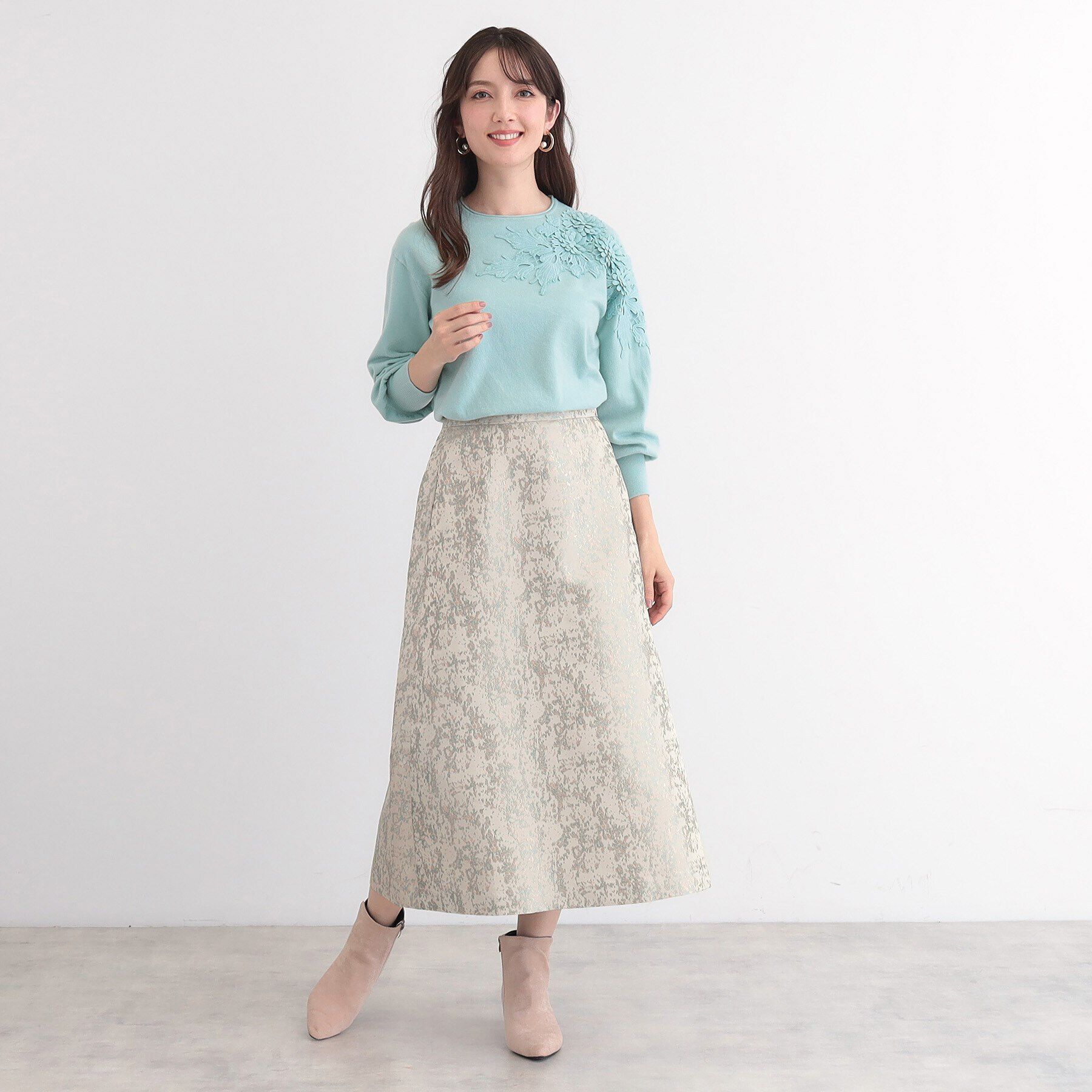 SunaUna「【華やか／ウエストゴム仕様】ラメジャカードスカート」|スカート|