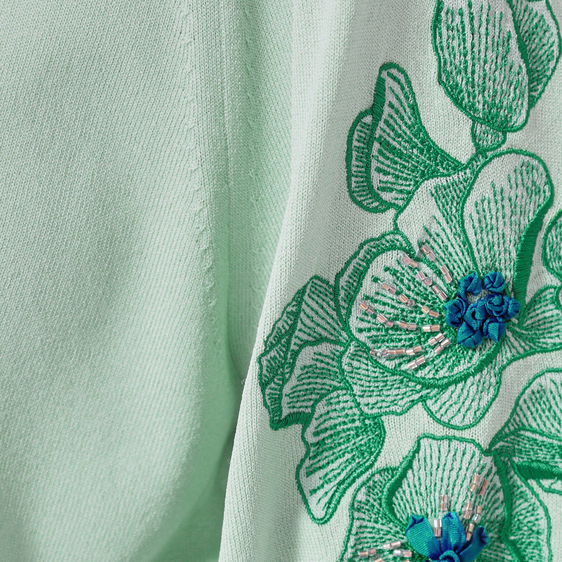 SunaUna「【SS～Lサイズ展開／リボン＆ビーズ刺繍】クラフトニット」|ニット・セーター|