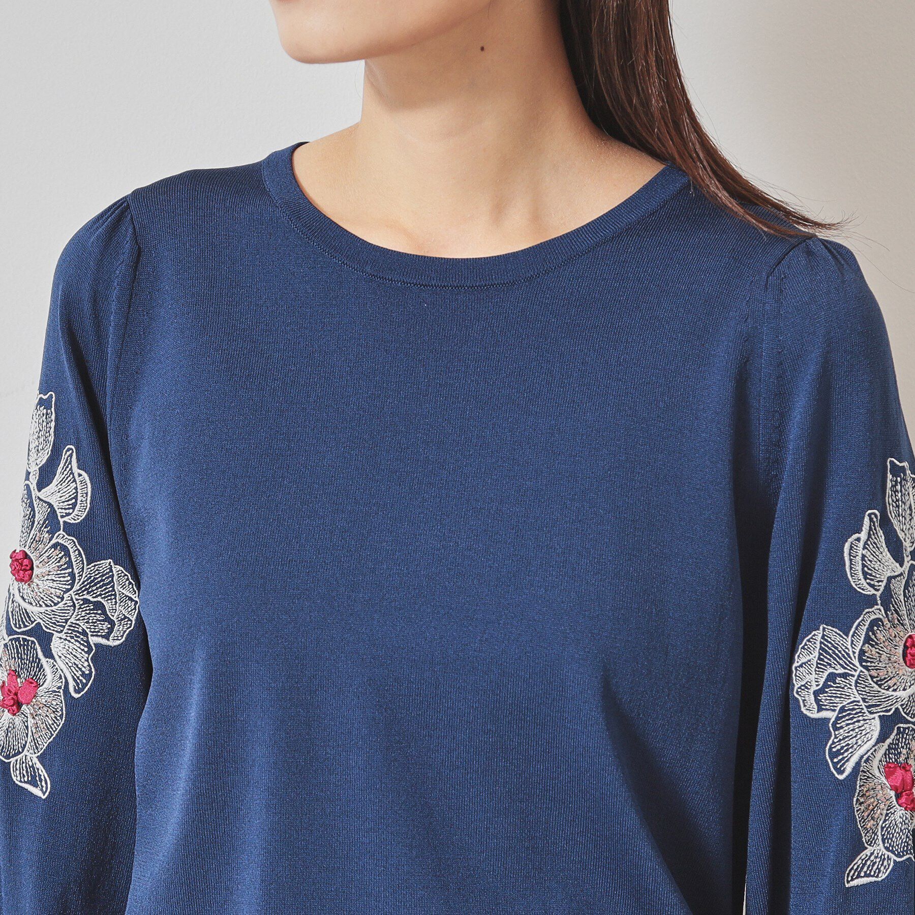 SunaUna「【SS～Lサイズ展開／リボン＆ビーズ刺繍】クラフトニット」|ニット・セーター|