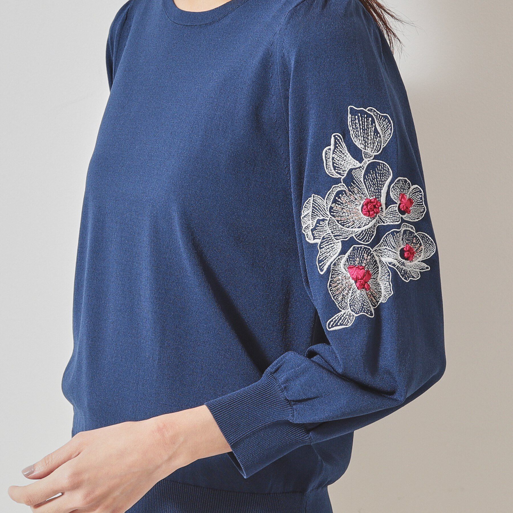 SunaUna「【SS～Lサイズ展開／リボン＆ビーズ刺繍】クラフトニット」|ニット・セーター|