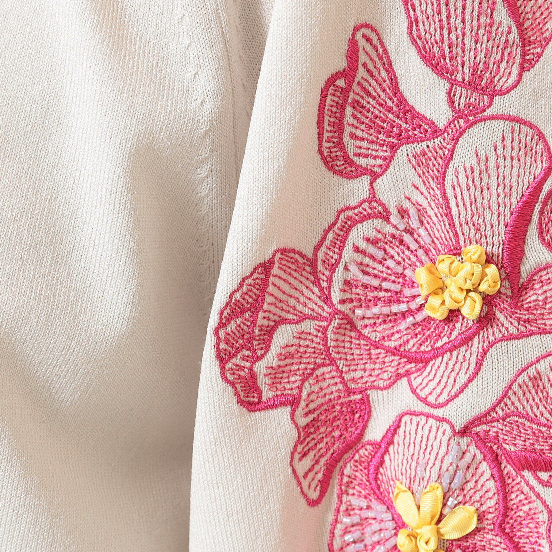 SunaUna「【SS～Lサイズ展開／リボン＆ビーズ刺繍】クラフトニット」|ニット・セーター|