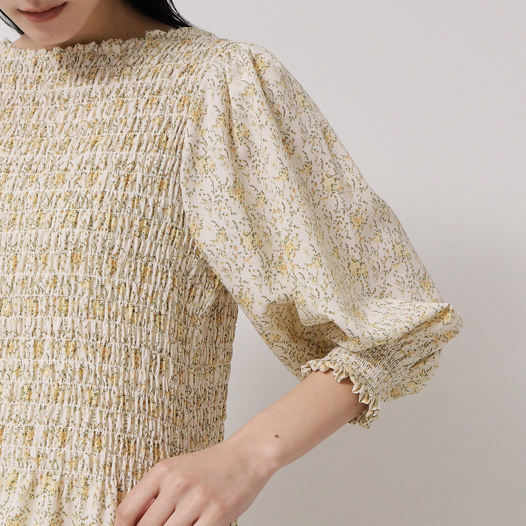 SunaUna「シャーリングフラワーワンピース」|ワンピース|