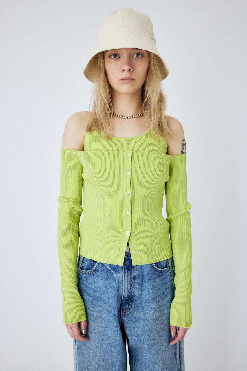 MOUSSY「OFF SHOULDER カーディガン＆キャミセット」|ニット・セーター|