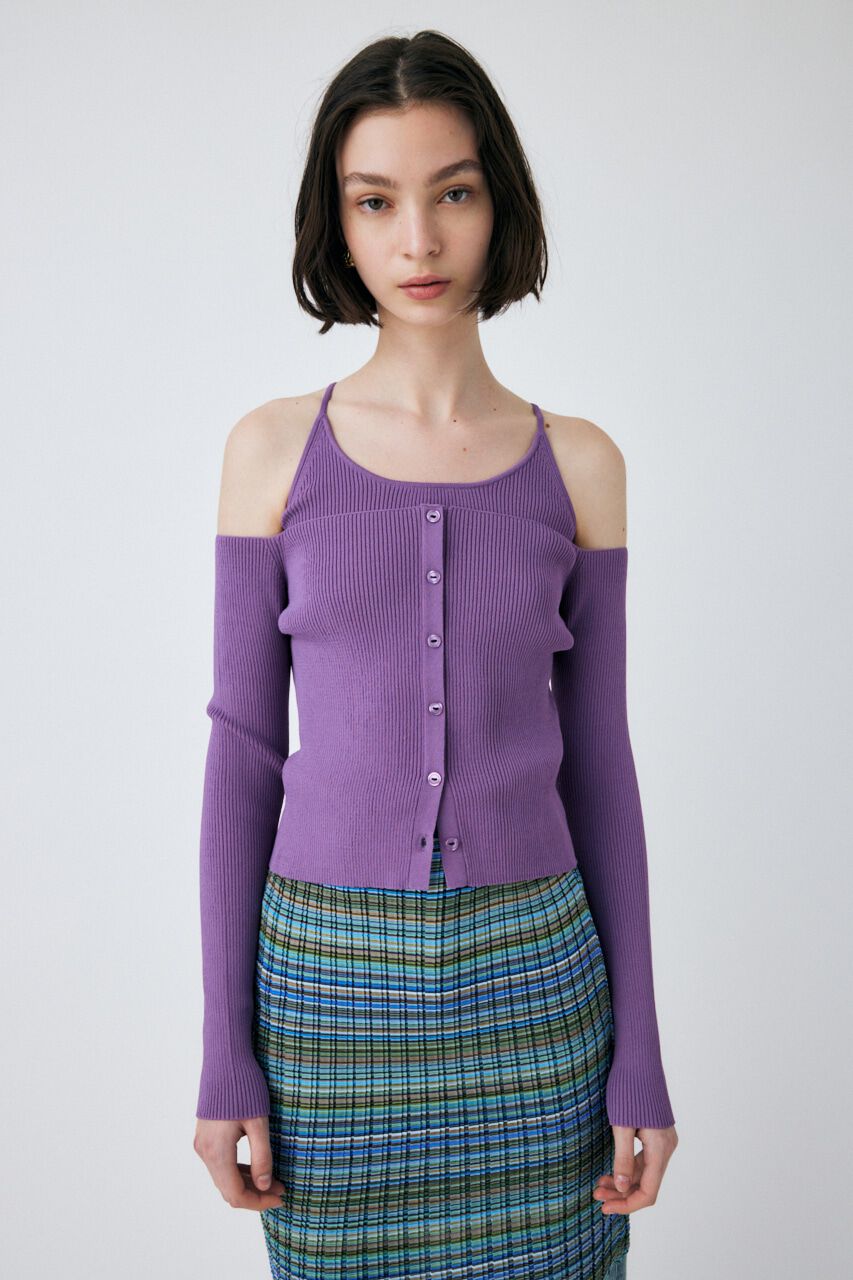 MOUSSY「OFF SHOULDER カーディガン＆キャミセット」|ニット・セーター|