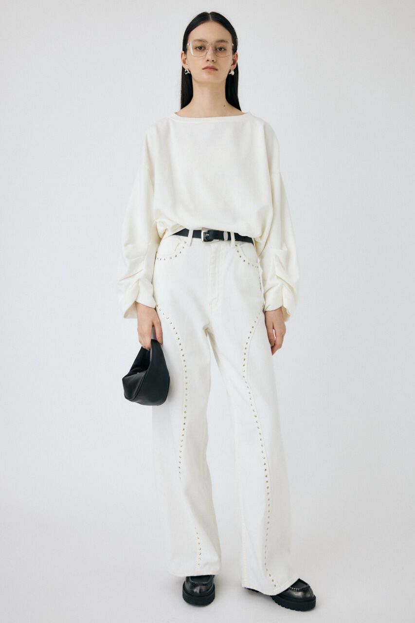 MOUSSY「STUDDED ワイドストレートデニム」|デニム|