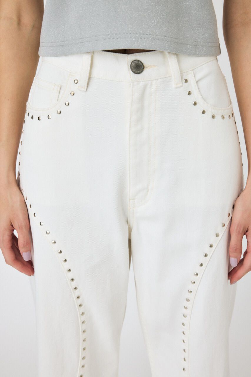 MOUSSY「STUDDED ワイドストレートデニム」|デニム|