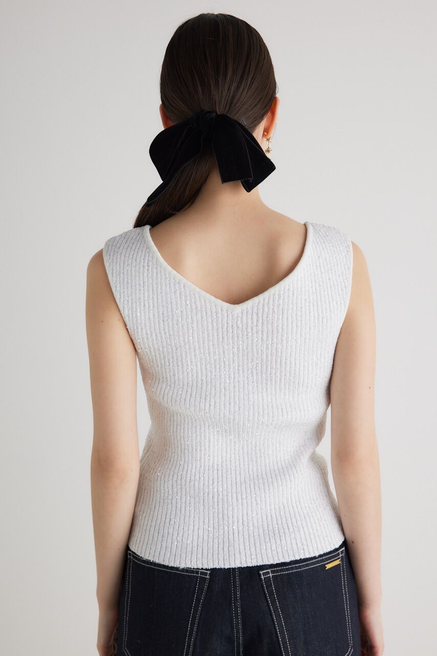rienda「スパンコールVN Knit TOP」|タンクトップ|
