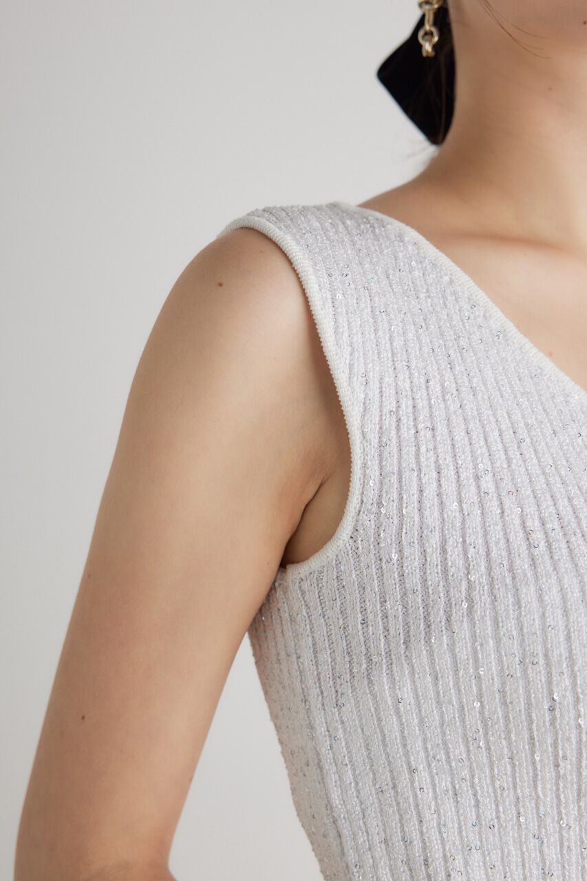 rienda「スパンコールVN Knit TOP」|タンクトップ|