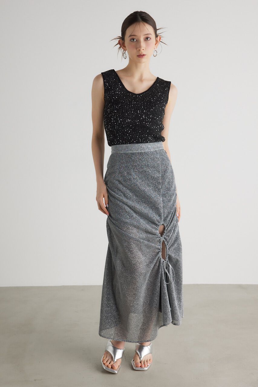 rienda「スパンコールVN Knit TOP」|タンクトップ|