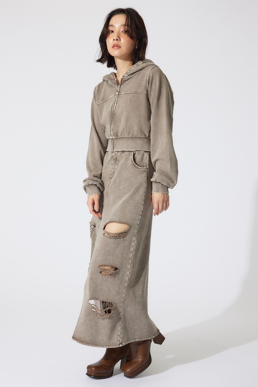 rienda「クラッシュスウェットジャストウエストスカート」|スカート|