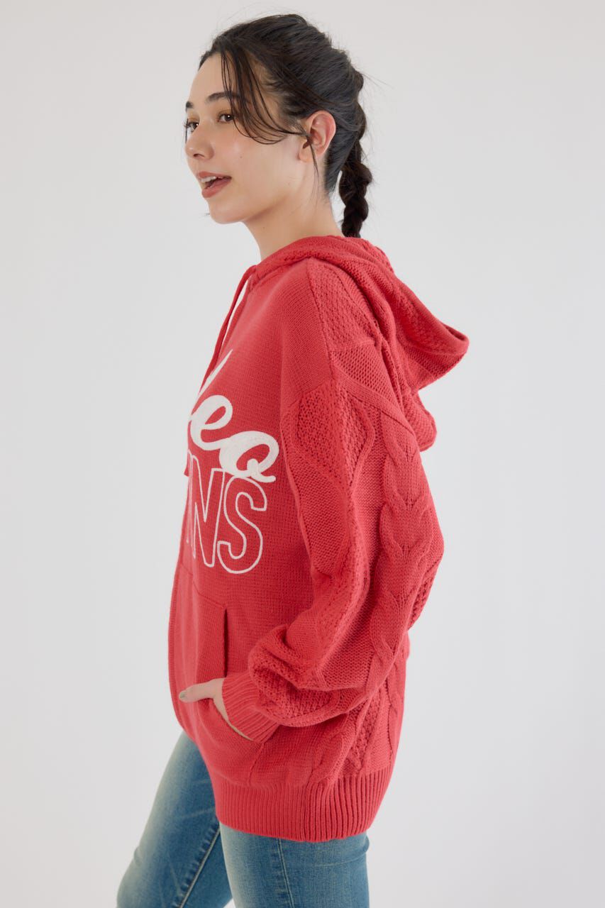 RODEO CROWNS「ロゴケーブルニットジップフーディー」|パーカー|