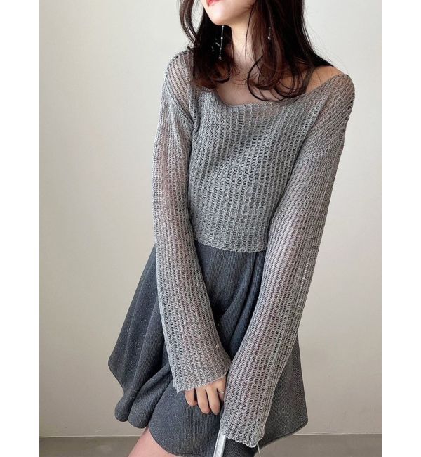 RESEXXY「メッシュルーズトップス」|ニット・セーター|グレー