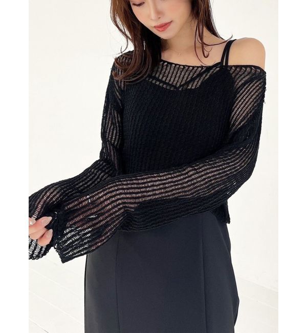 RESEXXY「メッシュルーズトップス」|ニット・セーター|ブラック
