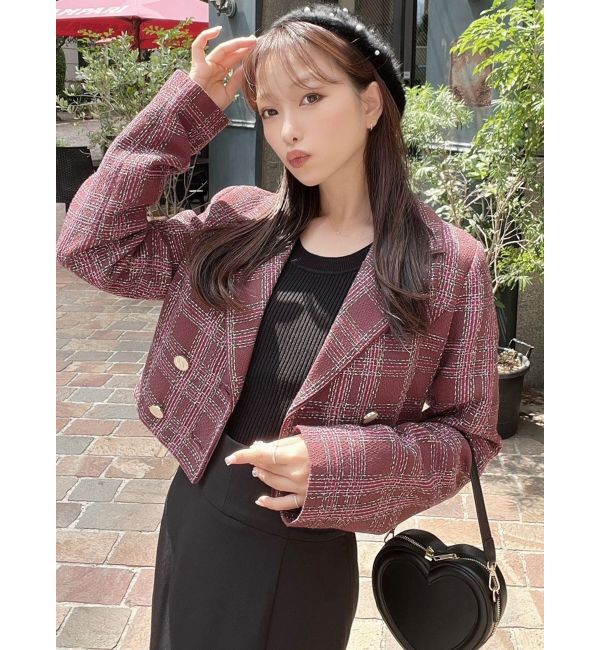 RESEXXY「ツイードダブルショートジャケット【セットアップ着用可能】」|テーラードジャケット|