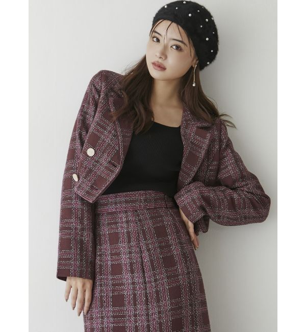 RESEXXY「ツイードダブルショートジャケット【セットアップ着用可能】」|テーラードジャケット|パープル