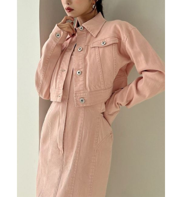 RESEXXY「デニムショートジャケット【セットアップ着用可能】」|デニムジャケット|ピンク