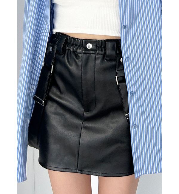 EMODA「ハングサスペンダーミニスカート」|スカート|ブラック