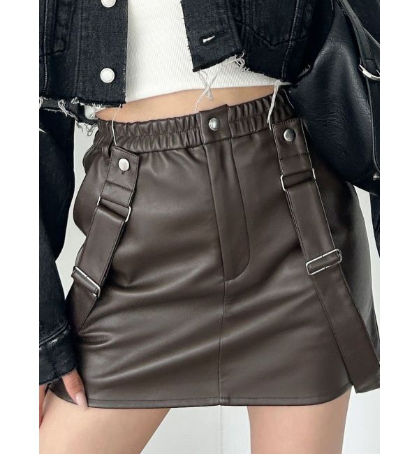 EMODA「ハングサスペンダーミニスカート」|スカート|ブラウン