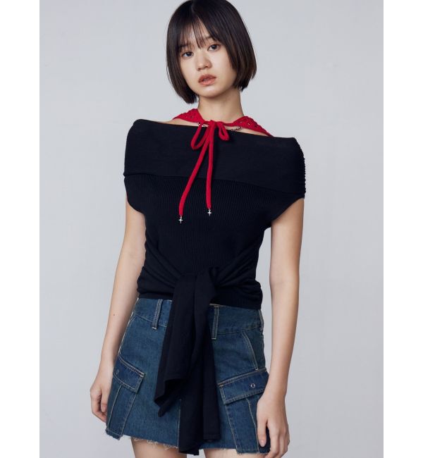 EMODA「リボンオフショルダートップ」|ニット・セーター|