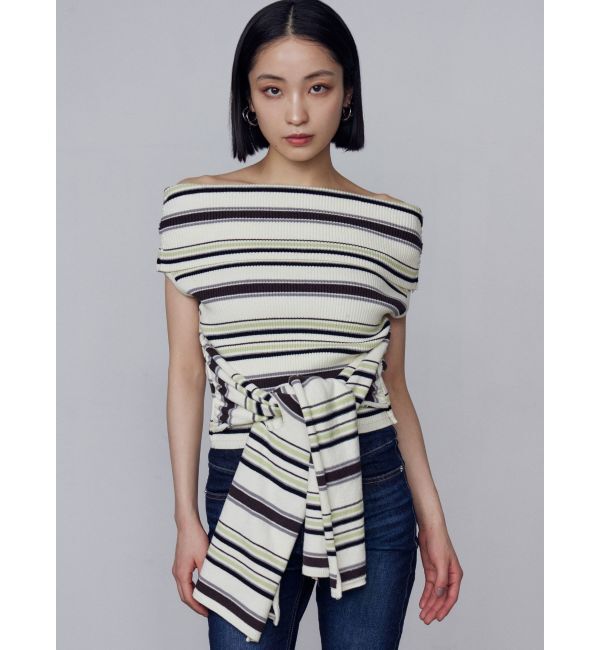 EMODA「リボンオフショルダートップ」|ニット・セーター|ライトミックス