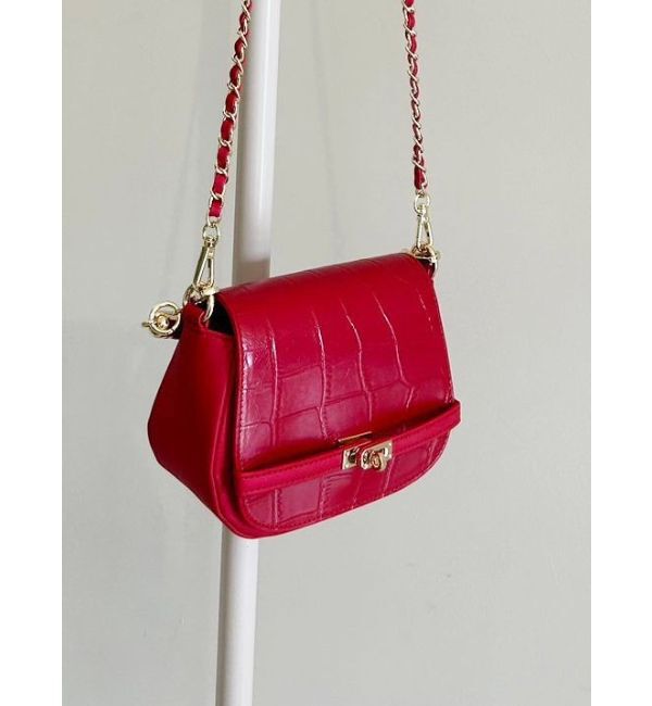 MERCURYDUO「クロコラウンドシェイプBAG」|その他|レッド