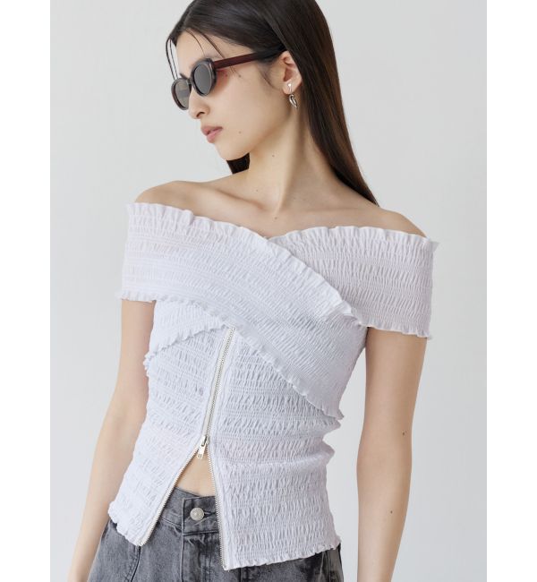 MURUA「シャーリングオフショルブラウス」|シャツ・ブラウス|ホワイト