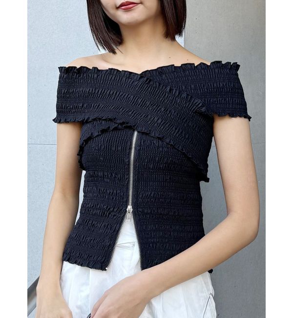 MURUA「シャーリングオフショルブラウス」|シャツ・ブラウス|ブラック