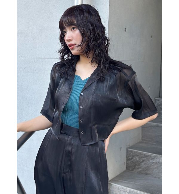 MURUA「シャイニーシアーショートシャツ」|シャツ・ブラウス|