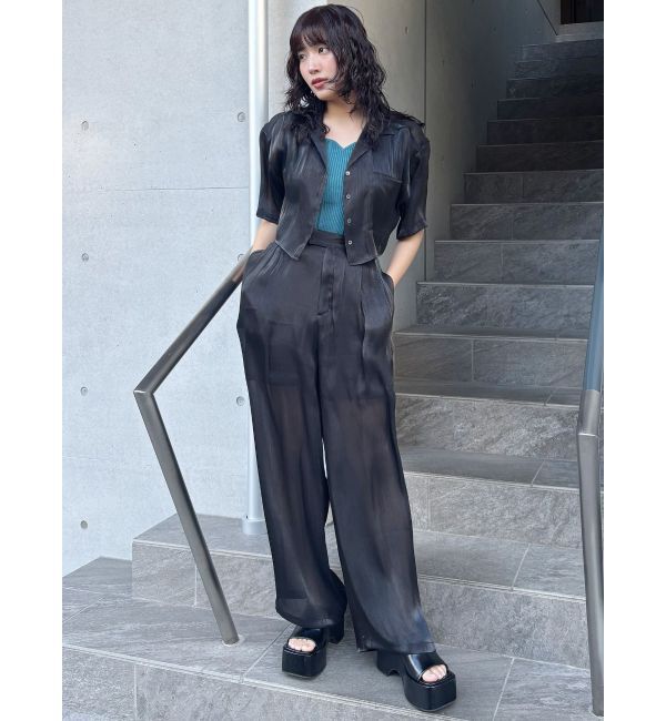 MURUA「シャイニーシアーショートシャツ」|シャツ・ブラウス|