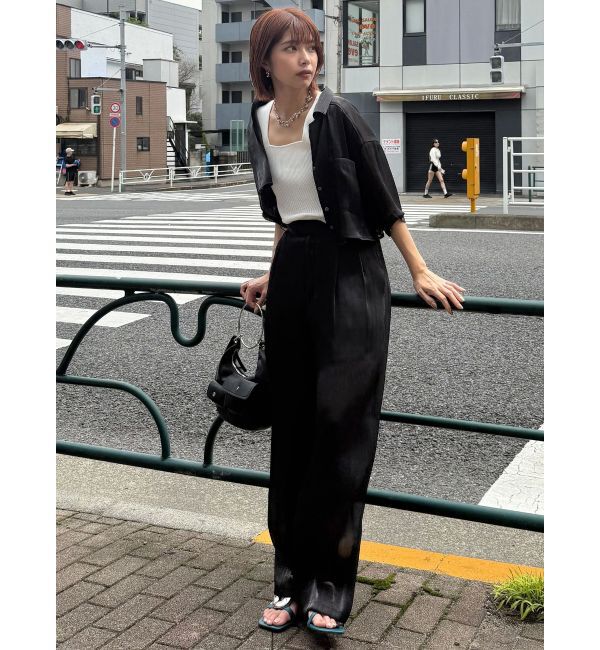 MURUA「シャイニーシアーショートシャツ」|シャツ・ブラウス|