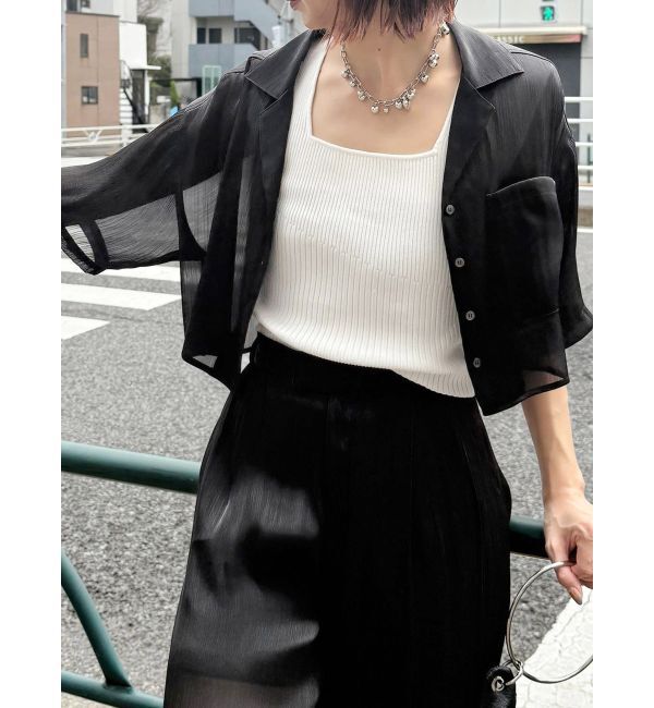 MURUA「シャイニーシアーショートシャツ」|シャツ・ブラウス|ブラック