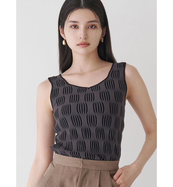 MURUA「ウェーブパターンニットタンク」|タンクトップ|ブラック