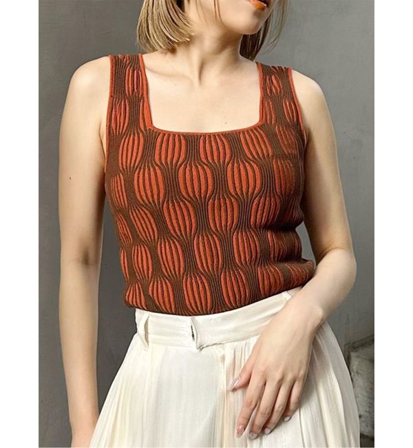 MURUA「ウェーブパターンニットタンク」|タンクトップ|オレンジ