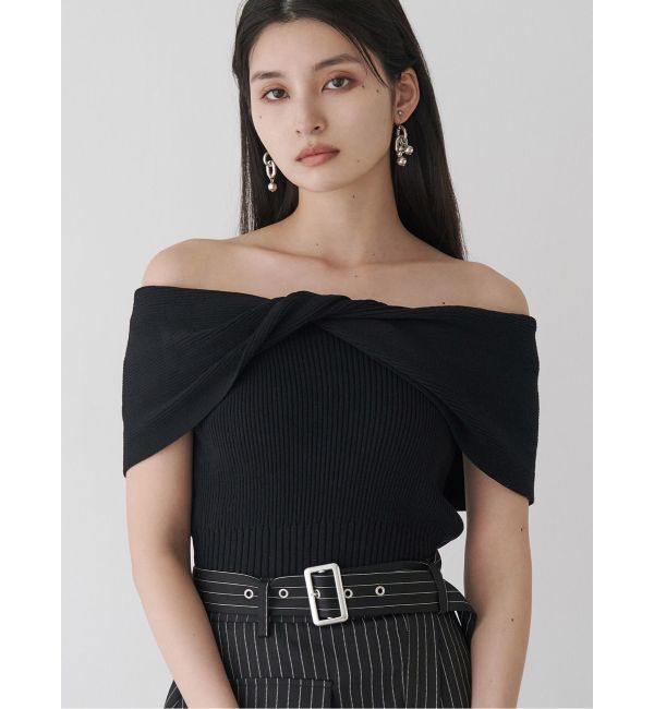 MURUA「オフショルダーツイストニット」|ニット・セーター|ブラック