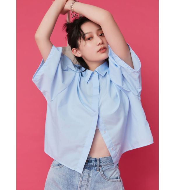 Ungrid「【WEB限定】タックデザインハーフスリーブシャツ」|シャツ・ブラウス|