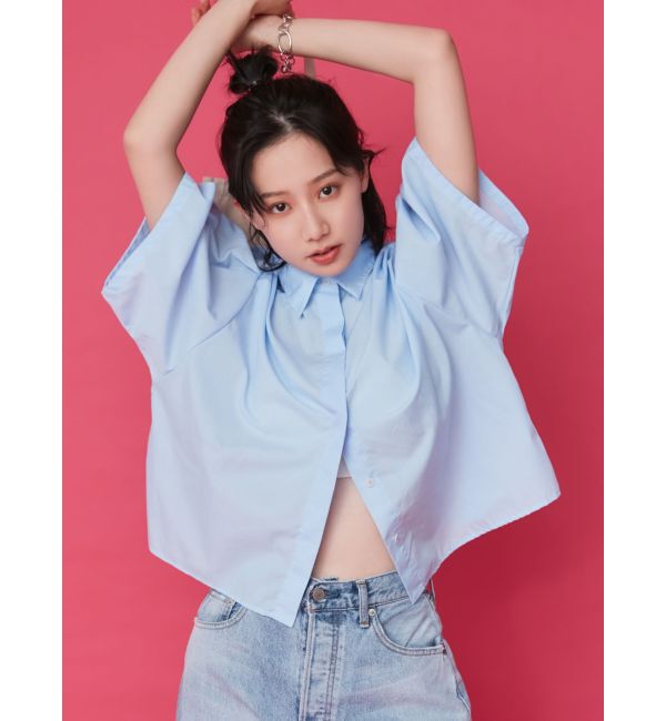 Ungrid「【WEB限定】タックデザインハーフスリーブシャツ」|シャツ・ブラウス|