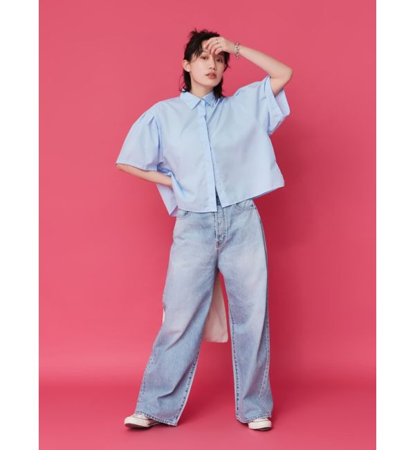 Ungrid「【WEB限定】タックデザインハーフスリーブシャツ」|シャツ・ブラウス|