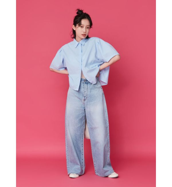 Ungrid「【WEB限定】タックデザインハーフスリーブシャツ」|シャツ・ブラウス|