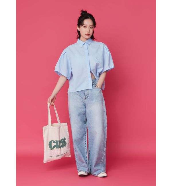 Ungrid「【WEB限定】タックデザインハーフスリーブシャツ」|シャツ・ブラウス|