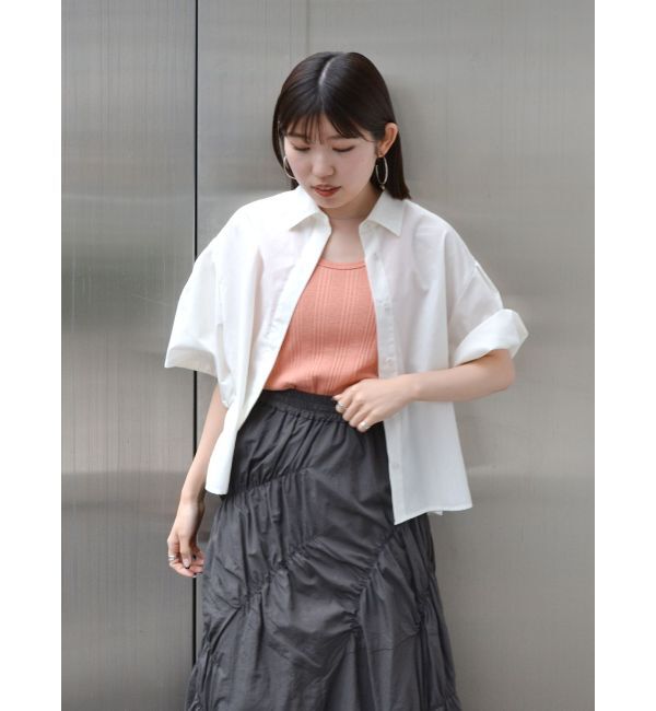 Ungrid「【WEB限定】タックデザインハーフスリーブシャツ」|シャツ・ブラウス|