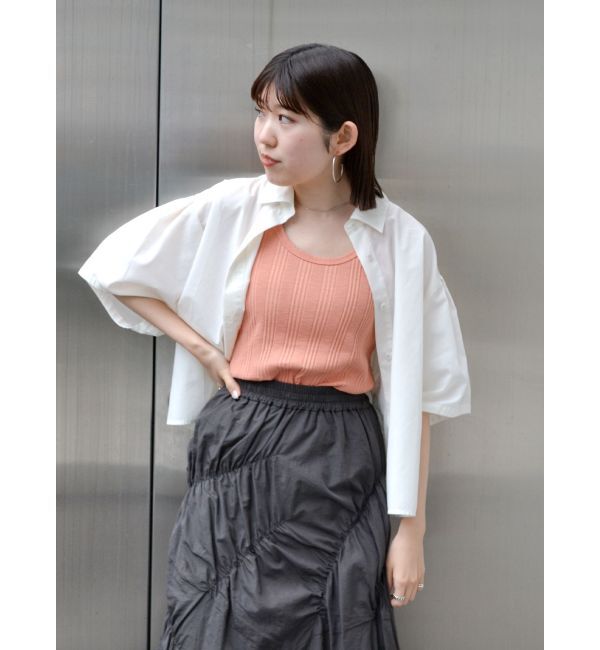 Ungrid「【WEB限定】タックデザインハーフスリーブシャツ」|シャツ・ブラウス|