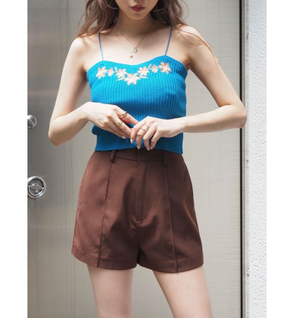 EVRIS「Embroideryニットキャミトップス」|キャミソール|