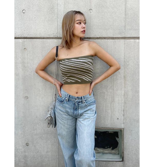 EVRIS「ジオメトリックニットベアトップ【セットアップ着用可能】」|チューブトップ|