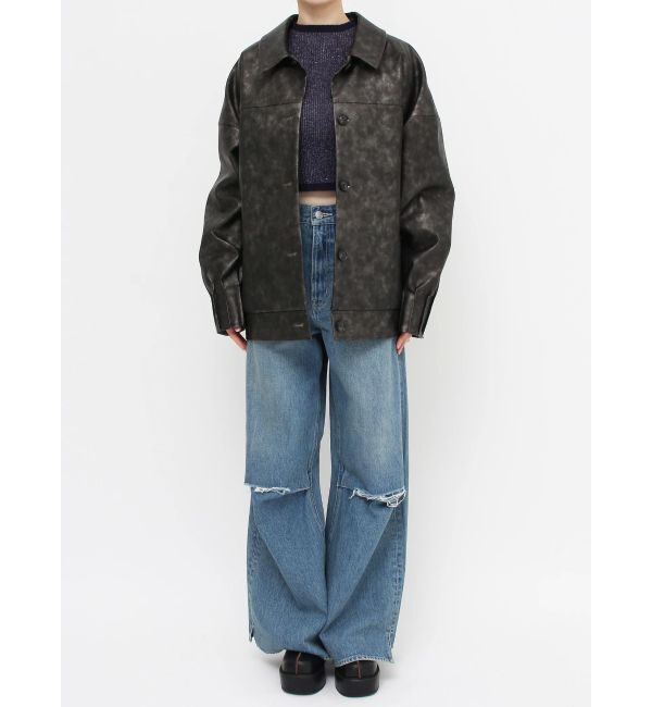 EVRIS「ビンテージライクフェイクレザーブルゾン」|ブルゾン・スタジャン|