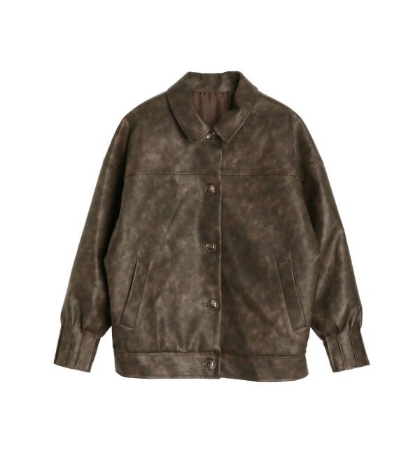 EVRIS「ビンテージライクフェイクレザーブルゾン」|ブルゾン・スタジャン|