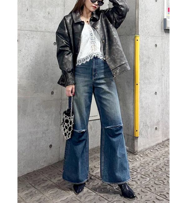 EVRIS「ビンテージライクフェイクレザーブルゾン」|ブルゾン・スタジャン|