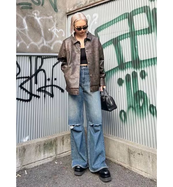 EVRIS「ビンテージライクフェイクレザーブルゾン」|ブルゾン・スタジャン|