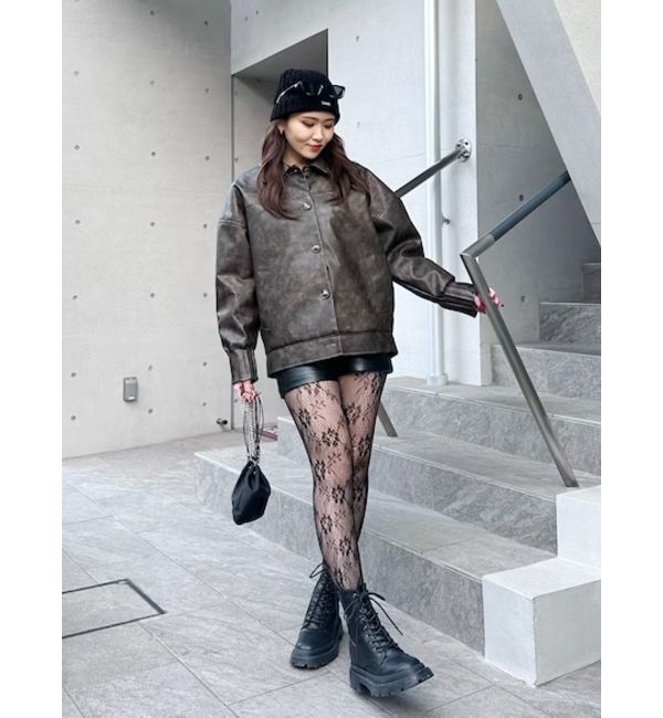 EVRIS「ビンテージライクフェイクレザーブルゾン」|ブルゾン・スタジャン|