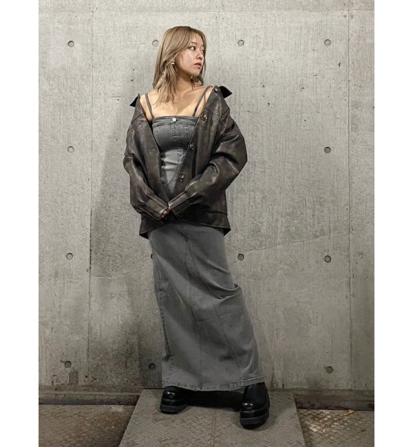 EVRIS「ビンテージライクフェイクレザーブルゾン」|ブルゾン・スタジャン|