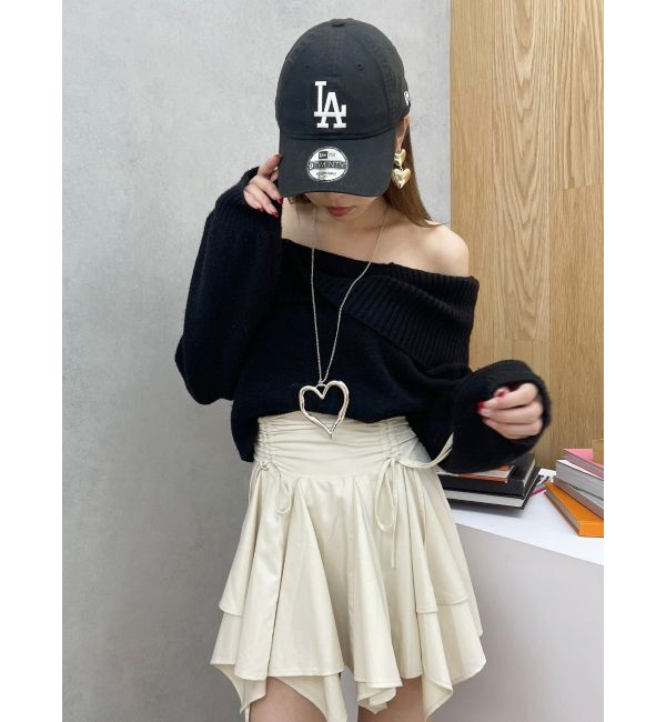 EVRIS「ツイストオフショルダーニットトップス」|ニット・セーター|